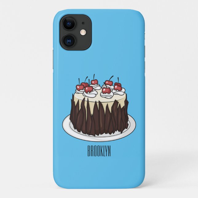 Black Forest cake cartoon illustration  Case-Mate iPhone Case (Back)