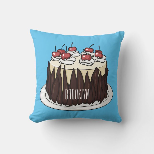 Black Forest cake cartoon illustration  Cushion (Front)