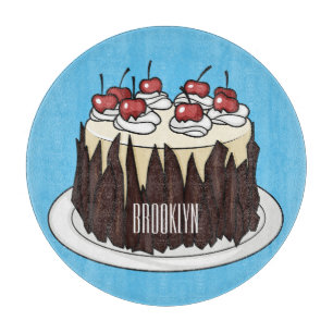 Black Forest cake cartoon illustration  Cutting Board