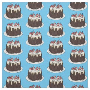 Black Forest cake cartoon illustration Fabric