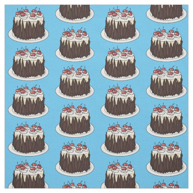 Black Forest cake cartoon illustration Fabric (Swatch)