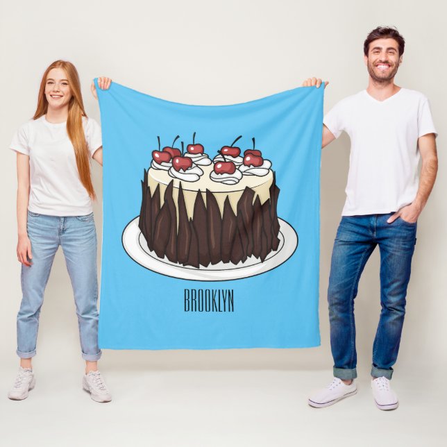 Black Forest cake cartoon illustration Fleece Blanket (In Situ)