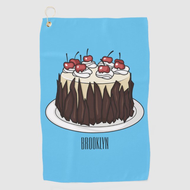 Black Forest cake cartoon illustration Golf Towel (Front)
