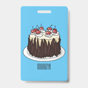 Black Forest cake cartoon illustration ID Badge