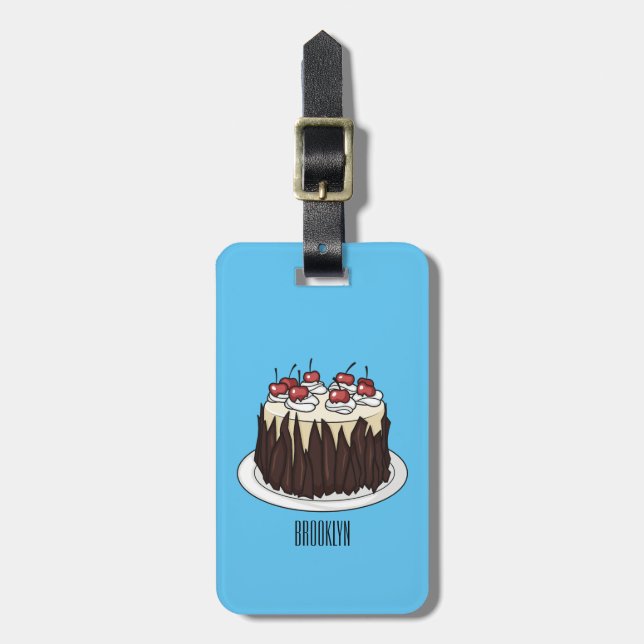 Black Forest cake cartoon illustration Luggage Tag (Front Vertical)