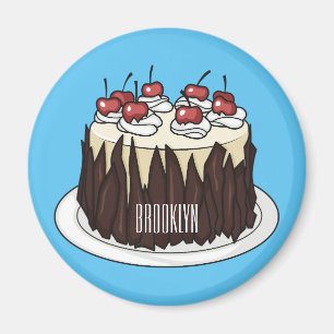 Black Forest cake cartoon illustration Magnet