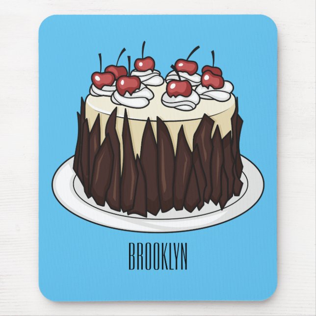 Black Forest cake cartoon illustration  Mouse Pad (Front)