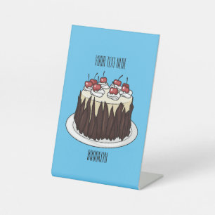 Black Forest cake cartoon illustration Pedestal Sign