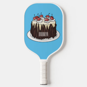 Black Forest cake cartoon illustration Pickleball Paddle