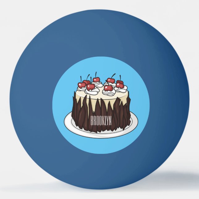 Black Forest cake cartoon illustration Ping Pong Ball (Front)