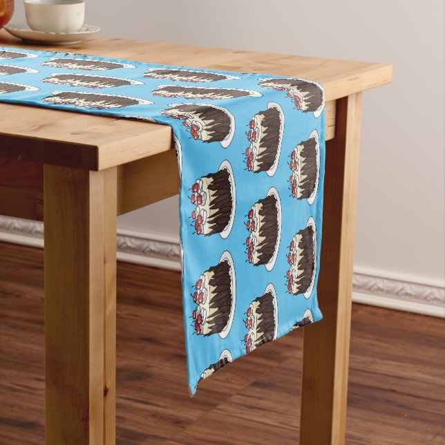 Black Forest cake cartoon illustration  Short Table Runner (In Situ)