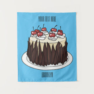 Black Forest cake cartoon illustration  Tapestry