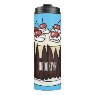 Black Forest cake cartoon illustration Thermal Tumbler
