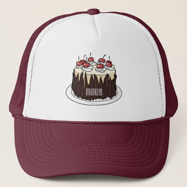 Black Forest cake cartoon illustration Trucker Hat (Front)