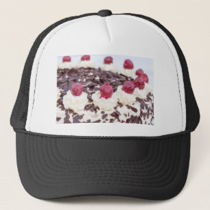 Black Forest cake in detail with white background Trucker Hat