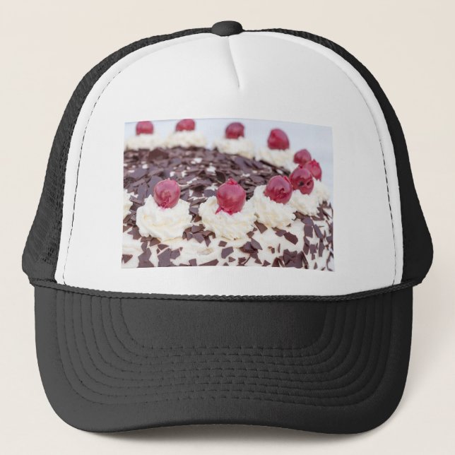 Black Forest cake in detail with white background Trucker Hat (Front)