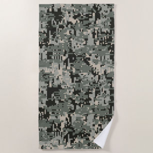 Black Forest Digital Camo Pattern Decor on a Beach Towel