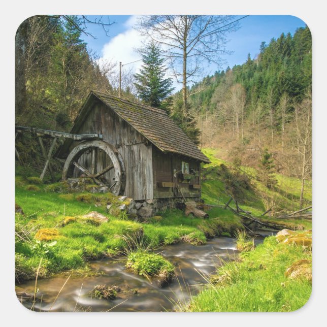 Black Forest Grist Mill Germany Square Sticker (Front)