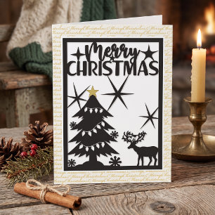 Black Forest Merry Christmas Papercut Greeting Holiday Card