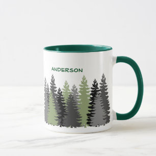 Black Forest Pine Tree Woods Custom Text Mug