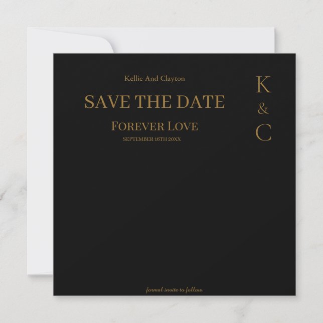 Black Forever Love Wedding Save The Date (Front)
