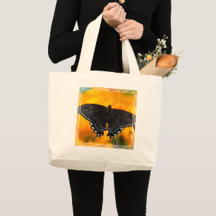 Black Form Of Eastern Tiger Large Tote Bag