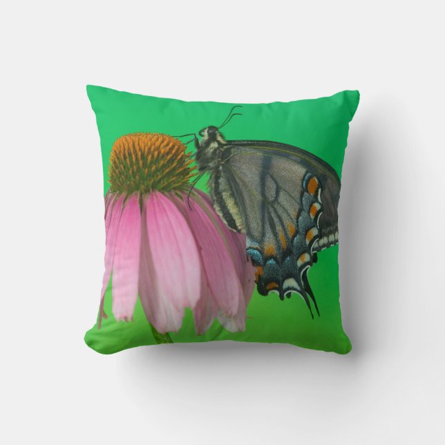 Black Form Of Eastern Tiger Swallowtail Cushion (Front)