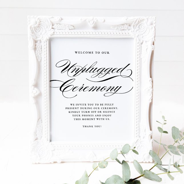 Black Formal Calligraphy Unplugged Ceremony Poster (Creator Uploaded)