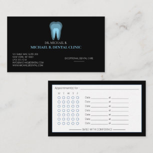 Black Formal Dental Dentist Teeth Appointment Card