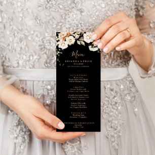 Black Formal Royal Floral Dinner Menu