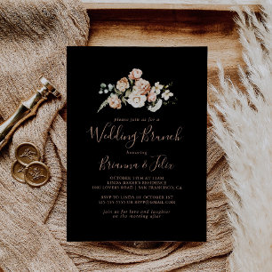 Black Formal Royal Floral Wedding Brunch Invitation