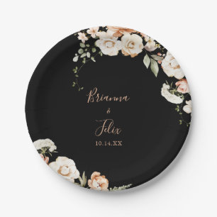 Black Formal Royal Floral Wedding Cake Paper Plate