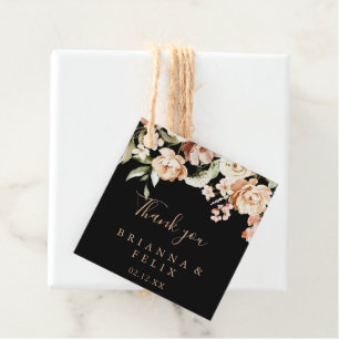 Black Formal Royal Floral Wedding Favour Tags