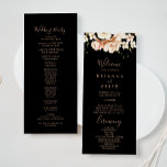 Black Formal Royal Floral Wedding Program<br><div class="desc">This black formal royal floral wedding program is perfect for a modern wedding. The design features watercolor pink,  blush,  and white elegant flowers with emerald green leaves.</div>