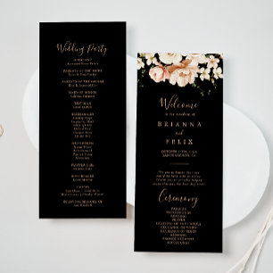 Black Formal Royal Floral Wedding Program
