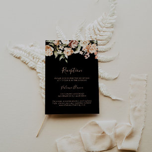Black Formal Royal Floral Wedding Reception Enclosure Card