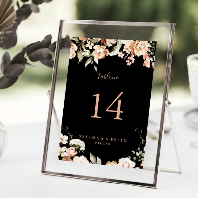Black Formal Royal Floral Wedding Table Number (Creator Uploaded)