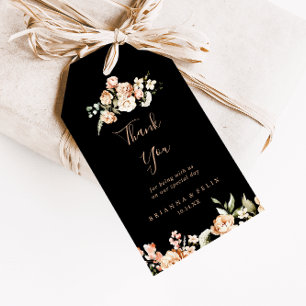 Black Formal Royal Floral Wedding Thank You Gift Tags