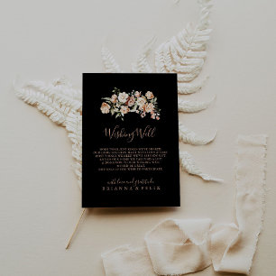 Black Formal Royal Floral Wedding Wishing Well Enclosure Card