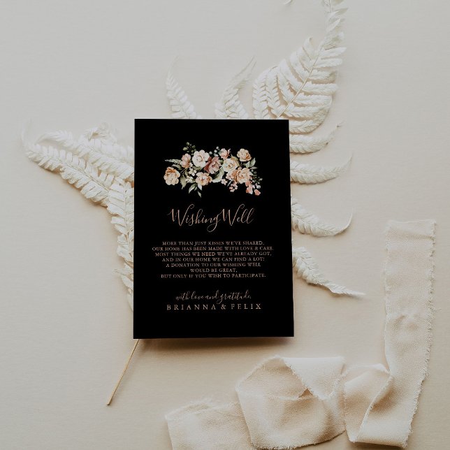 Black Formal Royal Floral Wedding Wishing Well Enclosure Card (Creator Uploaded)