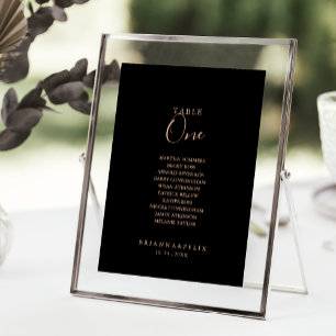 Black Formal Royal Table Number 1 Seating Chart