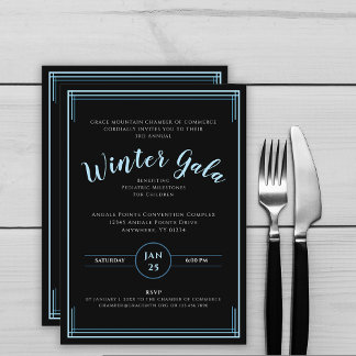 Black Formal Simple Corporate Winter Gala Invitation
