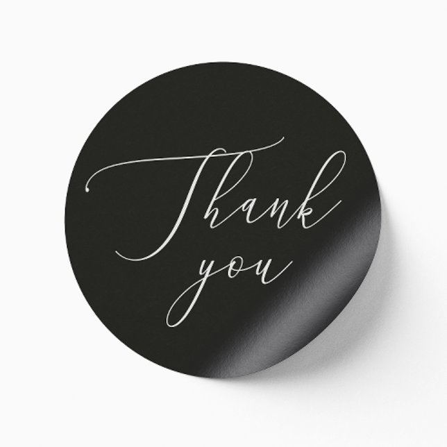 Black Formal Wedding Thank You | Elegant Script Classic Round Sticker (Creator Uploaded)