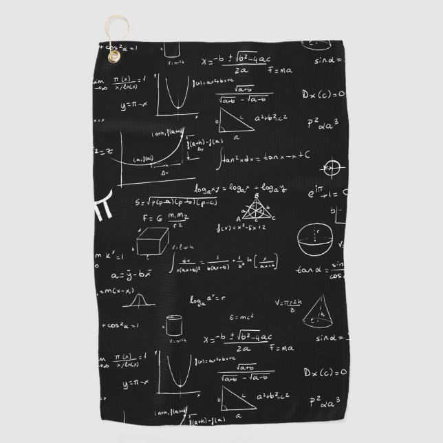 Black Formulas Equations Math  Golf Towel (Front)