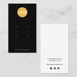 Black Four 4 Hole Stud Earring Display Holder Logo Business Card