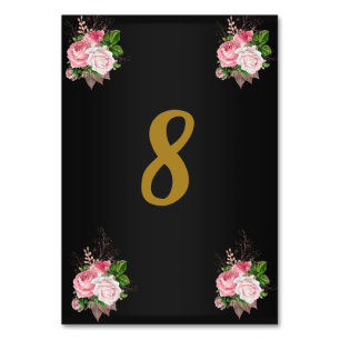 Black Four Pink Floral Bouquet TABLE NUMBER