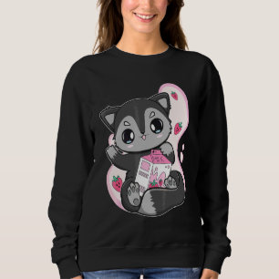 Black Fox Strawberry Milk Bubble Tea For Boba   Sweatshirt