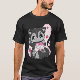 Black Fox Strawberry Milk Bubble Tea For Boba T-Shirt