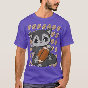 Black Fox With Football For Centre Guard And Tackl T-Shirt