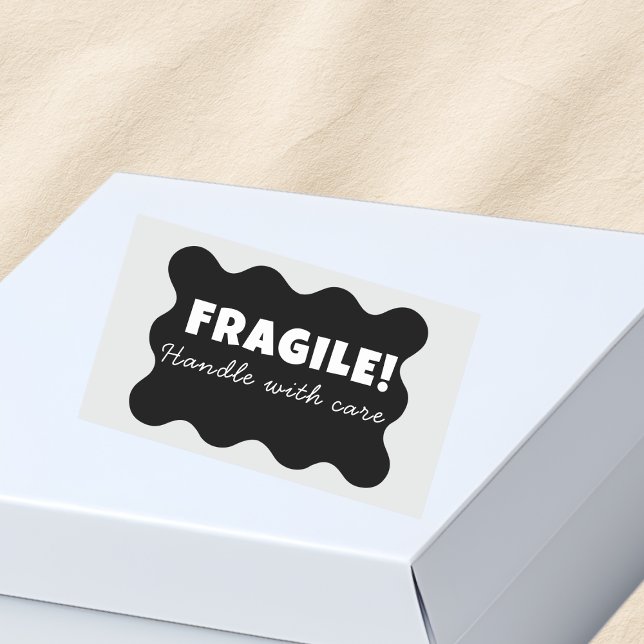 Black Fragile handle with care Business  Rectangular Sticker (Creator Uploaded)